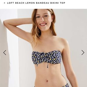 New with tags LOFT Swim Set, 🍋 and Navy. Medium.